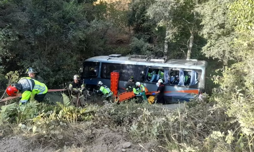 Bus con turistas volcó cerca de Panguipulli y dejó 20 heridos