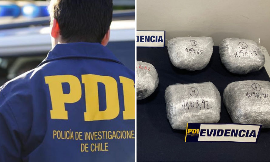 PDI detuvo a cuatro personas e incautó 10 kilos de droga en Valdivia